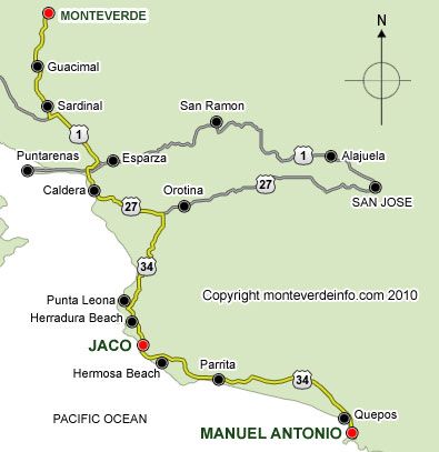 monteverde to jaco and manuel-antonio